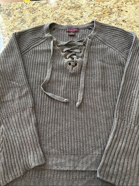 Rock & Roll Cowgirl Olive Lace-Up Knit Top